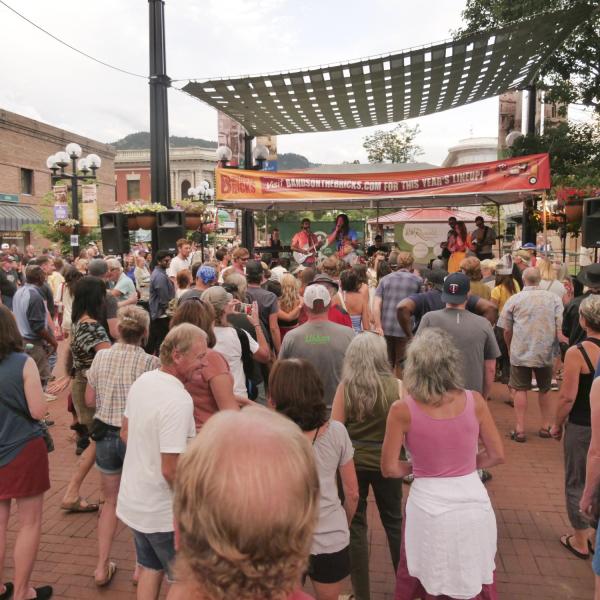 Band performs during Bands on the Bricks event on Pearl Street