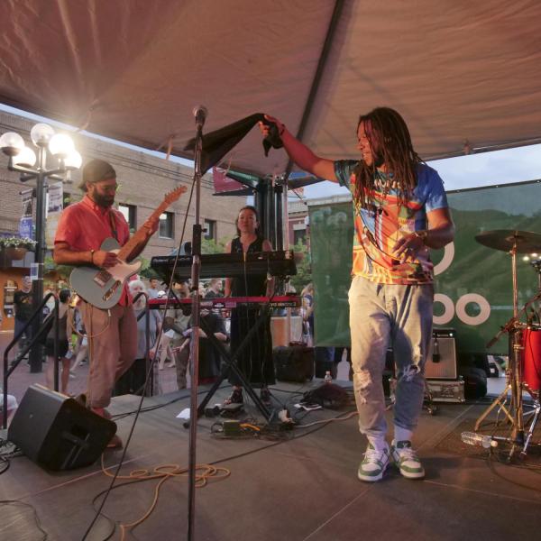 Band performs during Bands on the Bricks event on Pearl Street