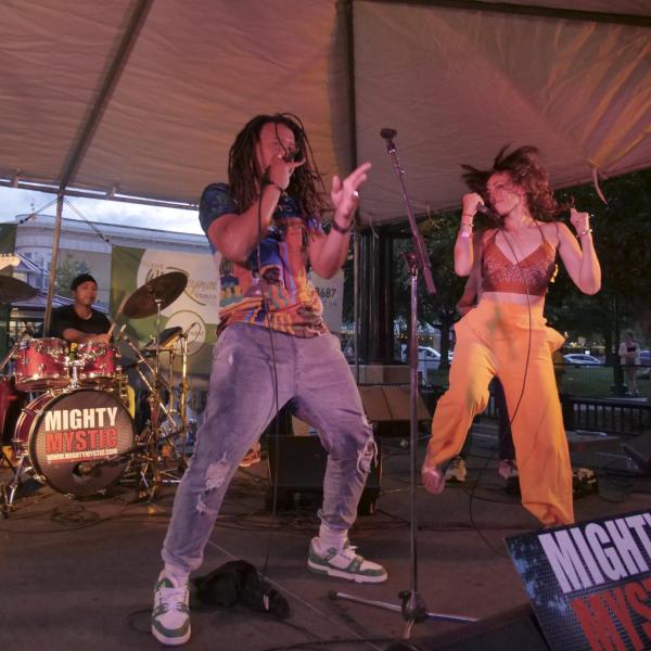 Band performs during Bands on the Bricks event on Pearl Street