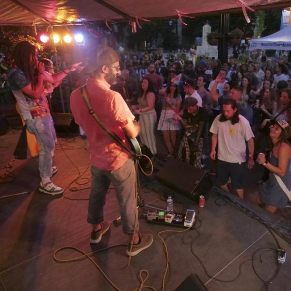 Band performs during Bands on the Bricks event on Pearl Street