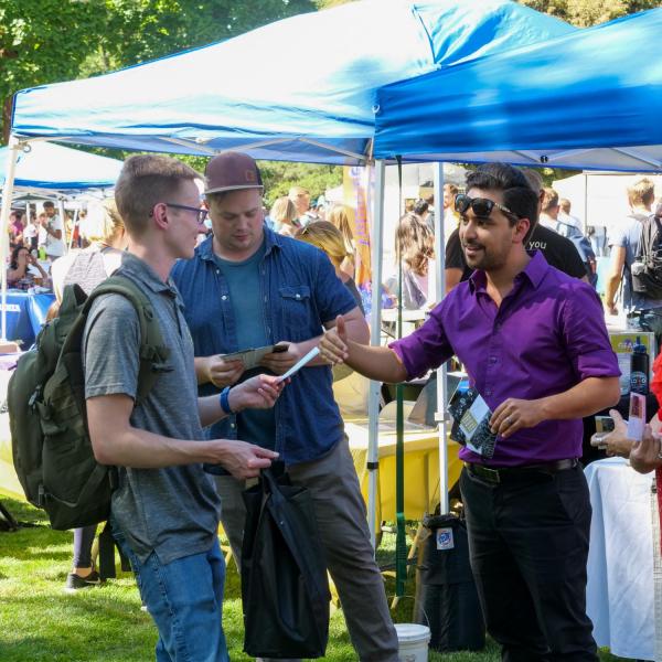Students attend the Be Involved Fair to learn more about the 300+ clubs, organizations and departments that make up the CU Boulder community. (Photo by Patrick Campbell/University of Colorado)