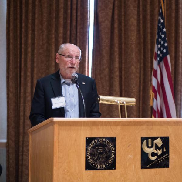 Provost Russell Moore offers congratulatory remarks.