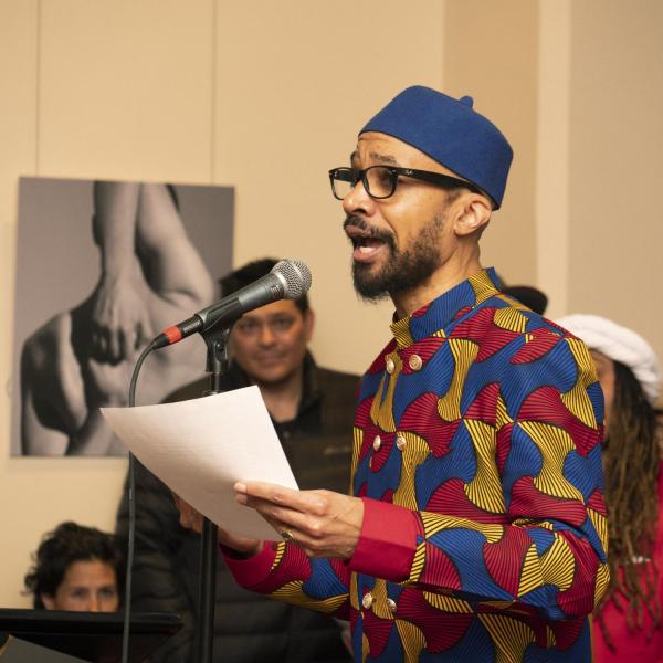 Director Reiland Rabaka provides remarks at the CAAAS grand opening. (Casey A. Cass/University of Colorado)
