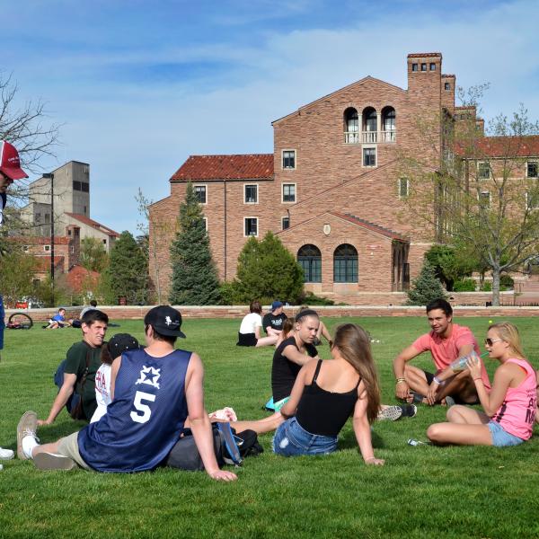 Students socialize at Farrand Field
