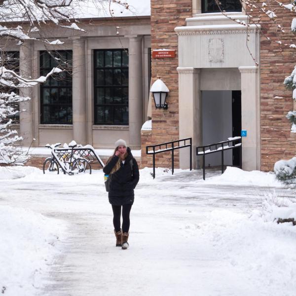 A a snowy campus on Tuesday, Feb. 20. Photo by Patrick Campbell.