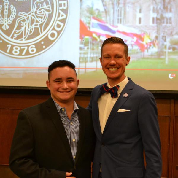 Transgender Olympian Chris Mosier and student moderator Jacob Hofheimer