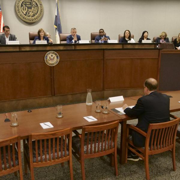 Governor Jared Polis testifies in front of the House Select Committee on the Climate Crisis hearing at the University of Colorado Boulder. (Photo by Casey A. Cass/University of Colorado)