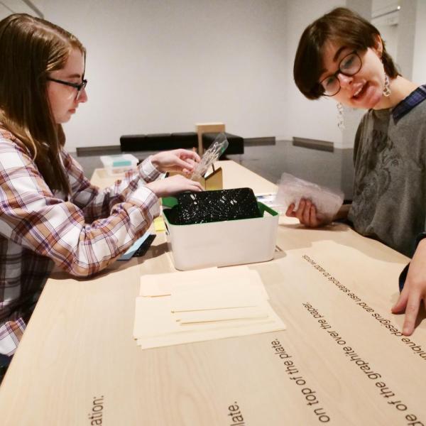 Campus community members participate in an activity at the CU Art Museum