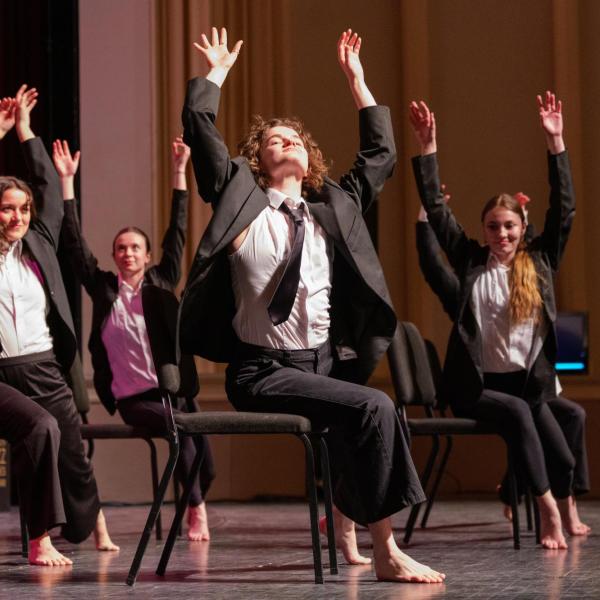 Students perform a high-energy routine choreographed by Jesús Muñoz, a master of fine art student. (Glenn J. Asakawa/University of Colorado)