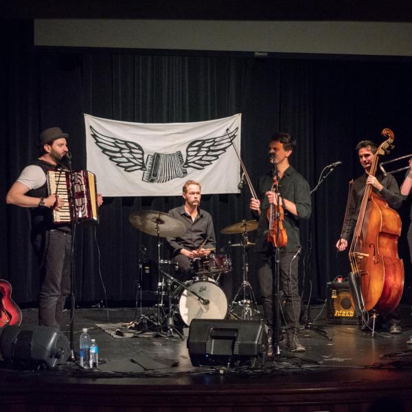 Daniel Kahn & The Painted Bird perform at the Old Main Chapel. The show was sponsored by the Jewish Studies Program among other groups. Photo by Glenn Asakawa.