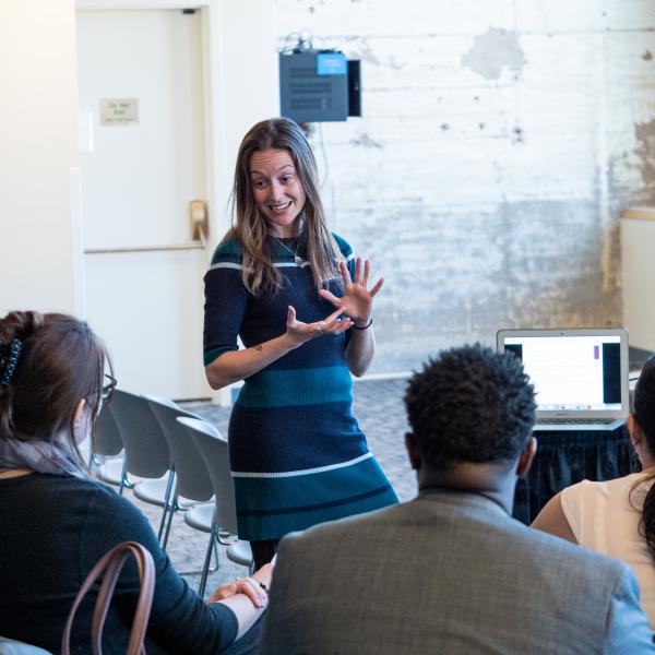 Woman gives presentation at DLAW 2017 session
