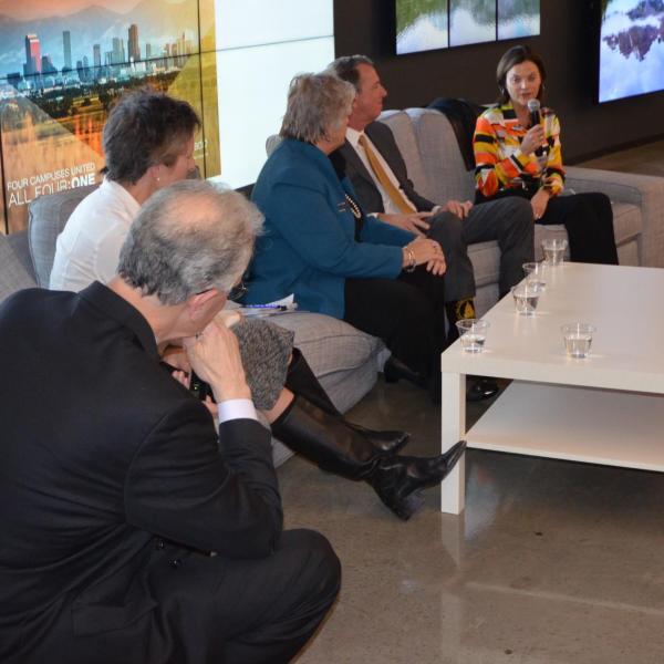 CU President Mark Kennedy participates in a panel discussion for CU Advocacy Day on Jan. 29, 2020, a chance to hear from higher education leaders, elected officials and CU experts. (Photo provided by University of Colorado)