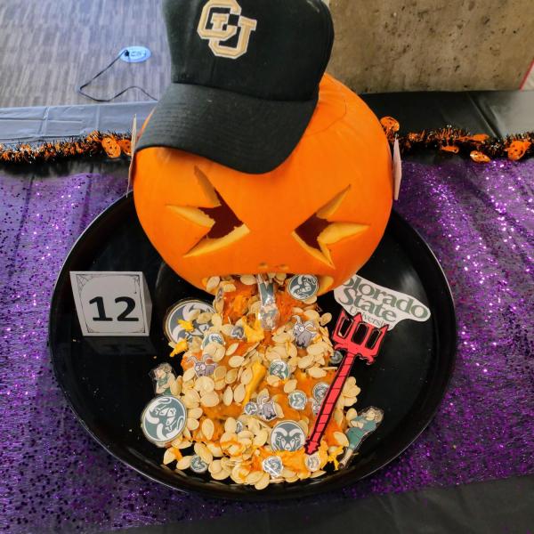 Buff pride and rivalry with CSU showcased in one of the pumpkin carving contest entries. Photo by Glenn Asakawa.