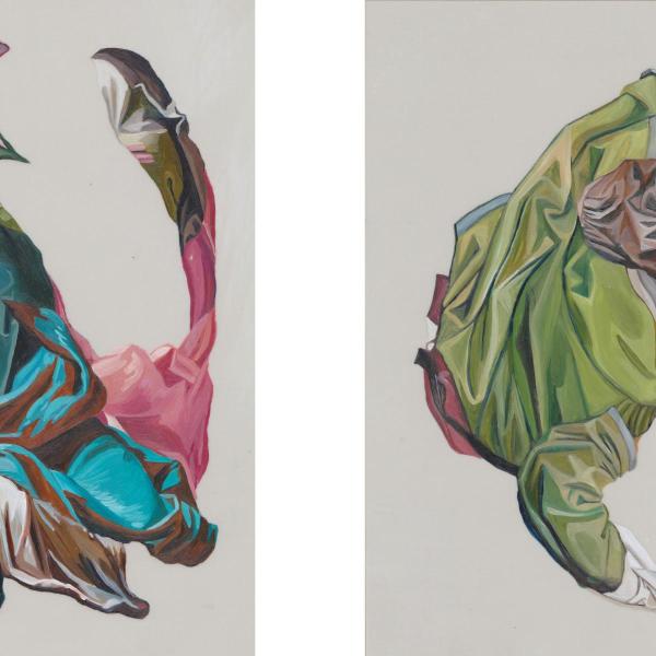"The drapery in these works are an expressive flow of emotion as well as a representation of fabric which covers and protects what lies beneath it." Melissa Furness, Draped, 2018.