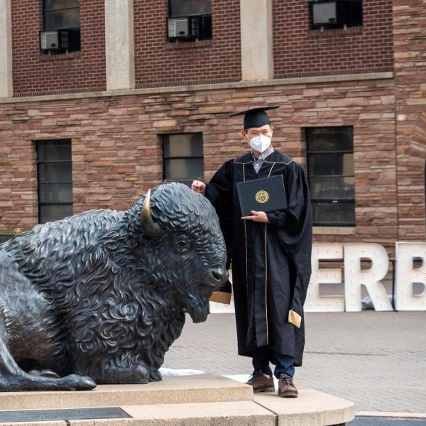 The 2021 Graduation Appreciation Days photo-ops in and around Folsom Field at CU Boulder. (Photo by Patrick Campbell/University of Colorado)