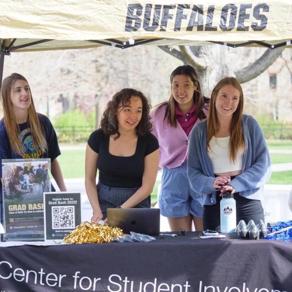 Graduating students get schwag as part of Grad Appreciation Days.