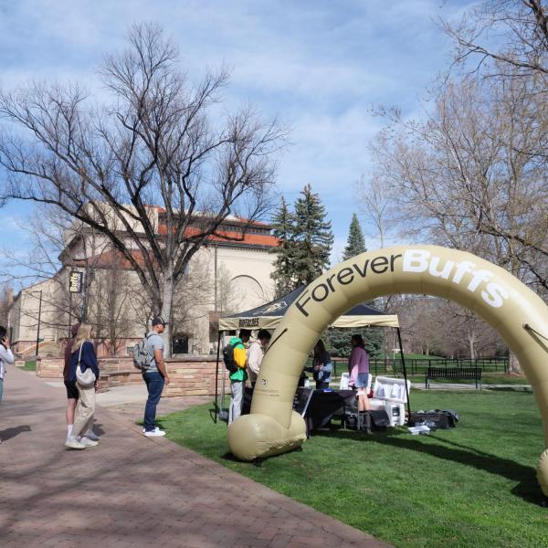 Graduating students get schwag as part of Grad Appreciation Days.