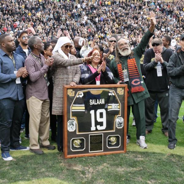 Rashaan Salaam's family, friends, players and coaches honored at his jersey retirement announcement