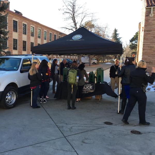 Campus community members mingle at Coffee with a Cop. Photo from Scott Pribble.