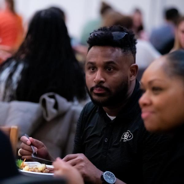 Scenes from a session titled “Empowerment Dinner 2020: Strength, Courage & Wisdom” at the CU Boulder 2020 Spring Diversity Summit. (Photo by Patrick Wine/University of Colorado)