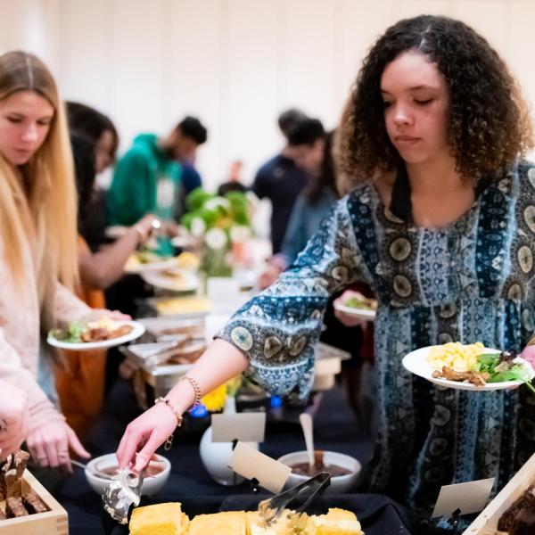 Scenes from a session titled “Empowerment Dinner 2020: Strength, Courage & Wisdom” at the CU Boulder 2020 Spring Diversity Summit. (Photo by Patrick Wine/University of Colorado)