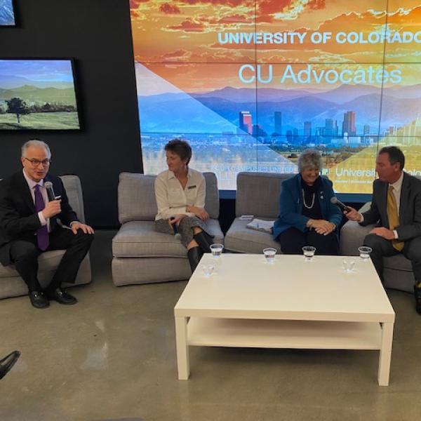 CU President Mark Kennedy participates in a panel discussion for CU Advocacy Day on Jan. 29, 2020, a chance to hear from higher education leaders, elected officials and CU experts. (Photo provided by University of Colorado)