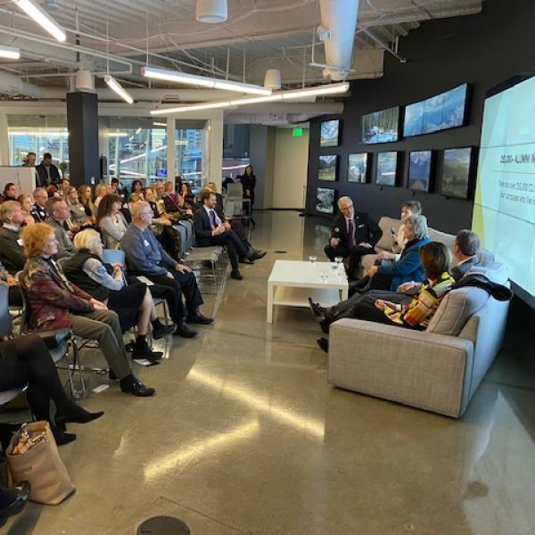 CU President Mark Kennedy participates in a panel discussion for CU Advocacy Day on Jan. 29, 2020, a chance to hear from higher education leaders, elected officials and CU experts. (Photo provided by University of Colorado)