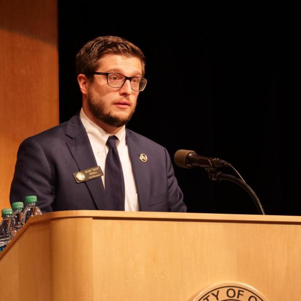 CU Regent Jack Kroll speaks at the Veterans Day Ceremony