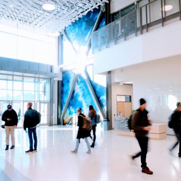 Students inside the Aerospace Engineering Building on the first day of the spring 2020 semester at CU Boulder. (Photo by Patrick Campbell/University of Colorado)