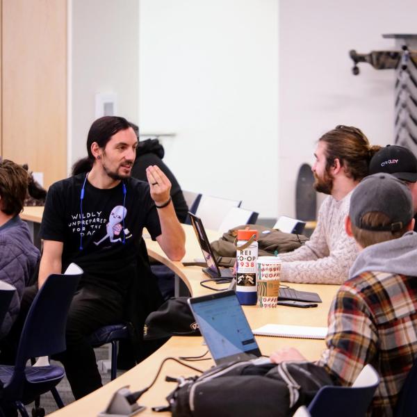 Students inside an Aerospace Engineering Building classroom on the first day of the spring 2020 semester at CU Boulder. (Photo by Patrick Campbell/University of Colorado)