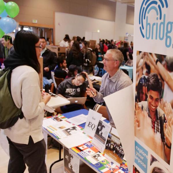 Students check out the Involvement Fair in the UMC Glenn Miller Ballroom. Photo by Casey A. Cass.