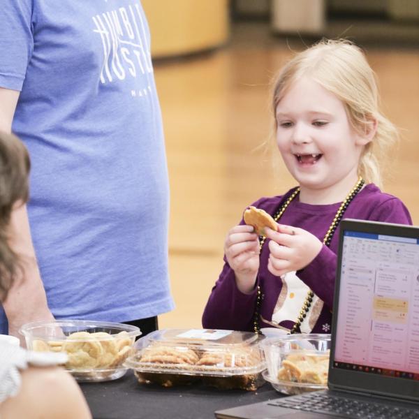 A child shows her glee during Campus Kids Day. (Photo by Casey A. Cass/University of Colorado)
