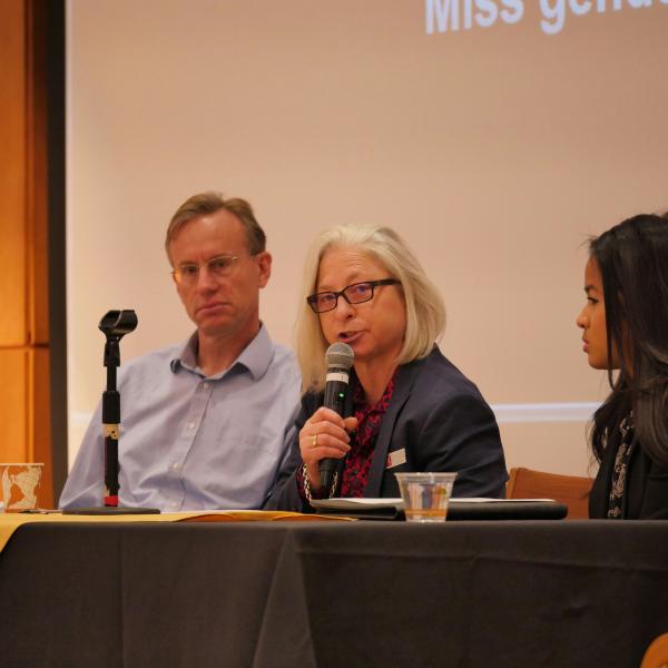 Executive Director of Out Boulder County Mardi Moore speaks in Diversity Summit 2016 panel