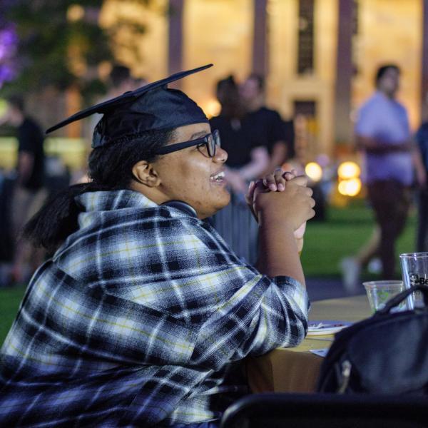 Graduates from the class of 2020 and 2021 gather for a celebratory evening at the Night on Norlin event on Sept. 17, 2021. (Photo by Glenn Asakawa/University of Colorado)