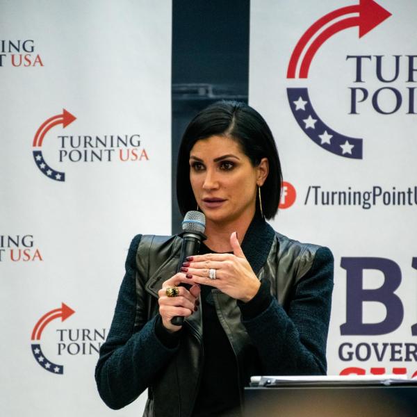 Dana Loesch speaks at a CU Turning Point event on Oct. 10, 2019. (Photo by Patrick Wise/University of Colorado)