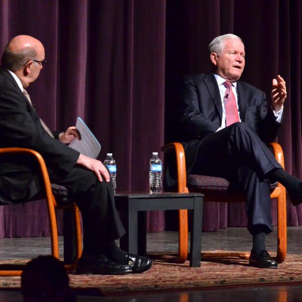 Former Secretary of Defense and CIA Director Robert Gates kicks off new leadership speaker series