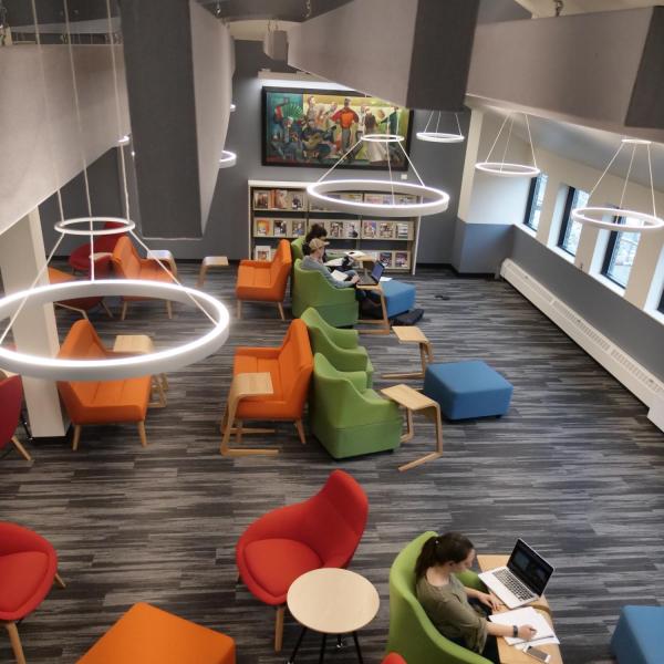 Students study in the newly renovated College of Music library. Photo by Casey A. Cass.