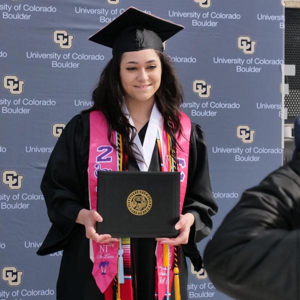 The 2021 Graduation Appreciation Days stage crossing photo-ops in Folsom Field at CU Boulder. (Photo by Casey A. Cass/University of Colorado)