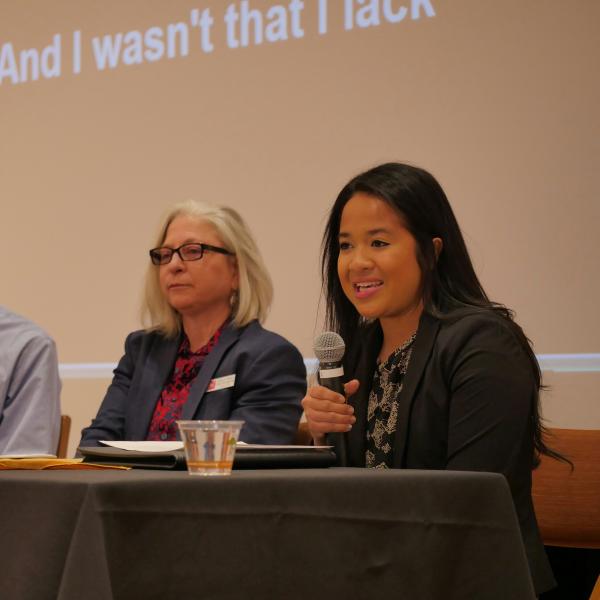 CU Student Government Director of Diversity and Inclusion Nurul Mohdreza speaks in Diversity Summit 2016 panel