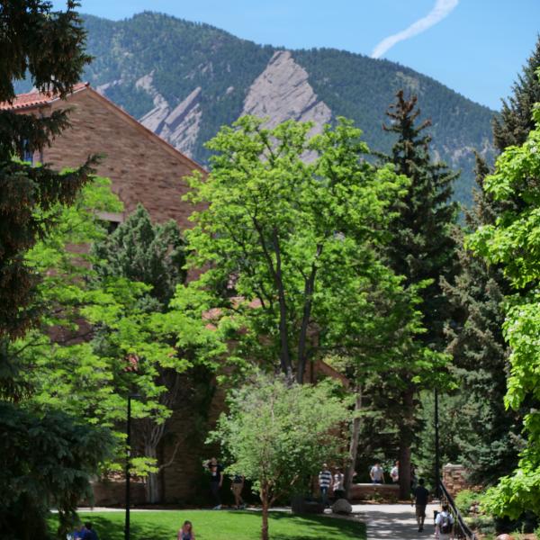 Students make their way across campus on the first day of summer