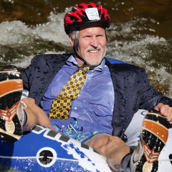 Tubers ride the Boulder Creek during Tube to Work Day 2017