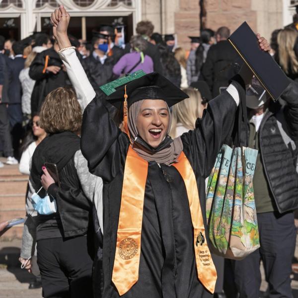 Graduates and families celebrating 2021 winter conferral. Photo by Casey A. Cass.