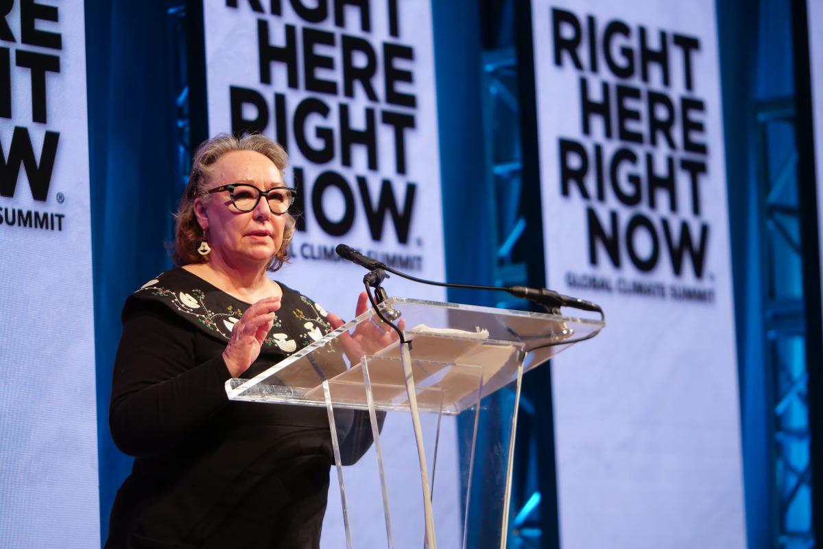 Sheila Watt-Cloutier speaking at the 2022 Right Here, Right Now global climate summit held at CU Boulder
