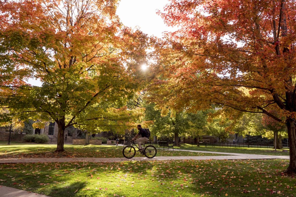 A scenic fall image on the CU Boulder Campus