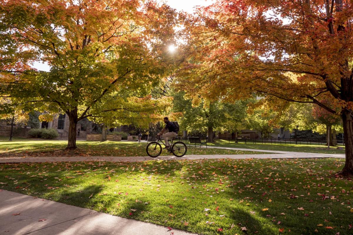 A scenic fall image on the CU Boulder campus.