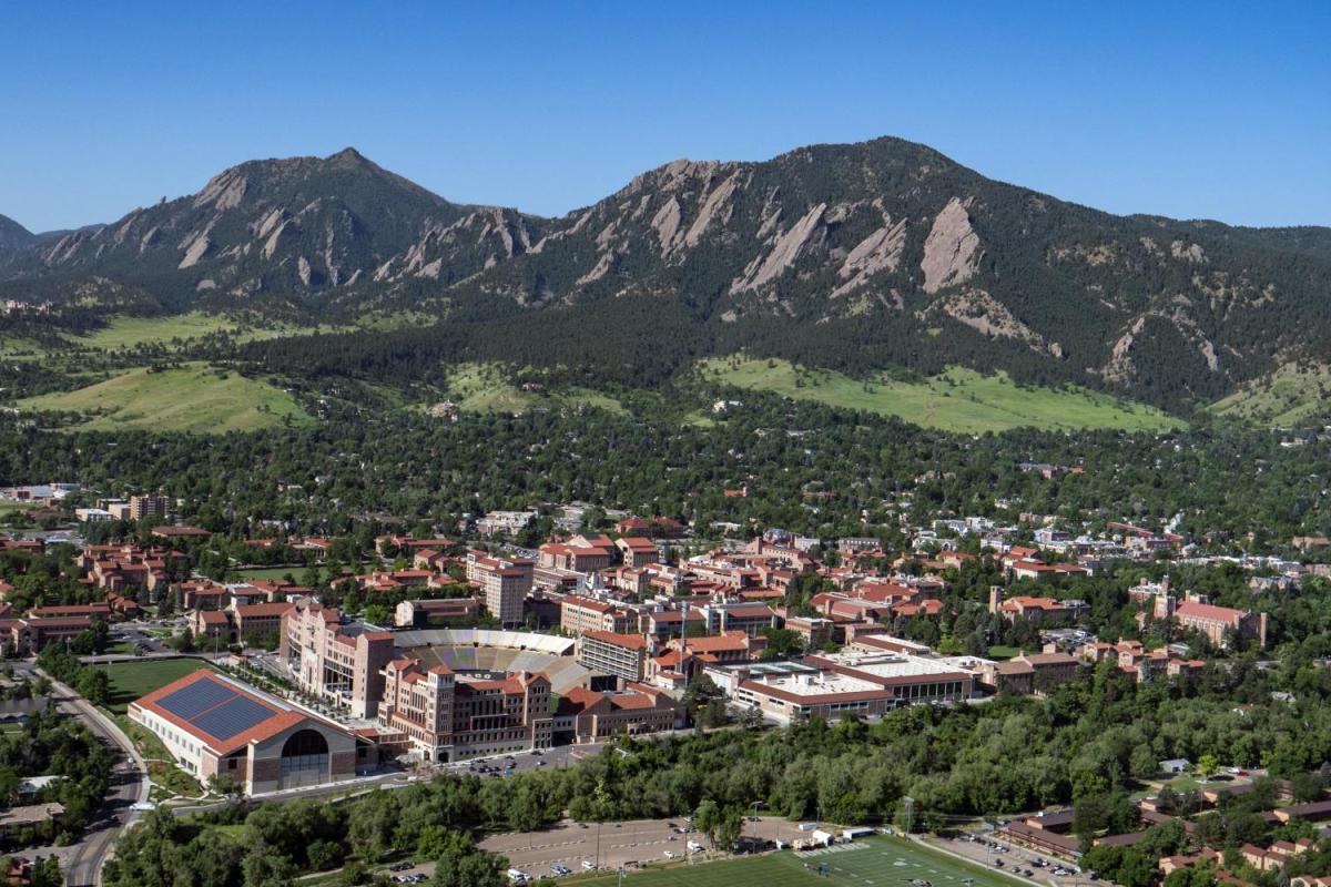 Aerial view of the CU Boulder campus