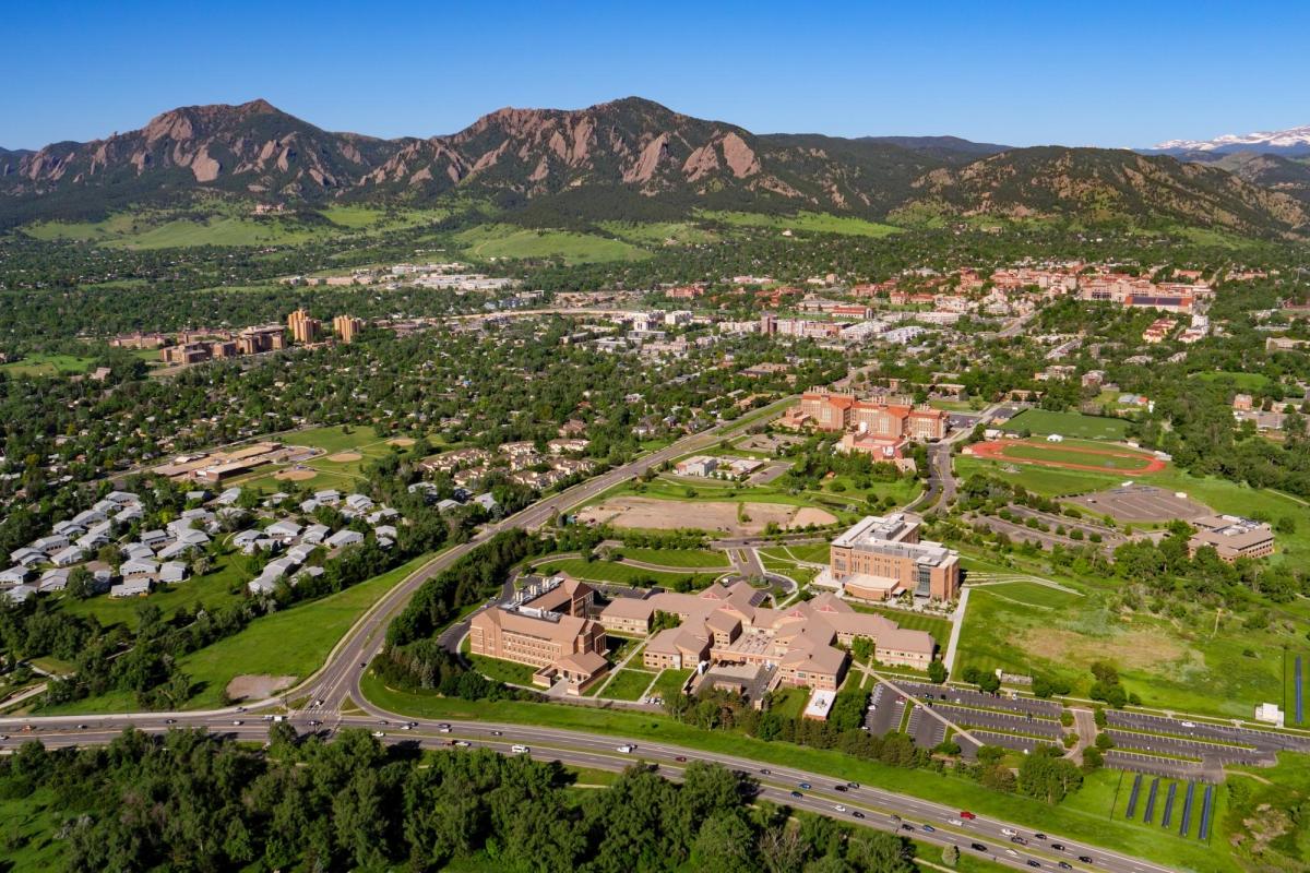 Aerial view of CU and Boulder