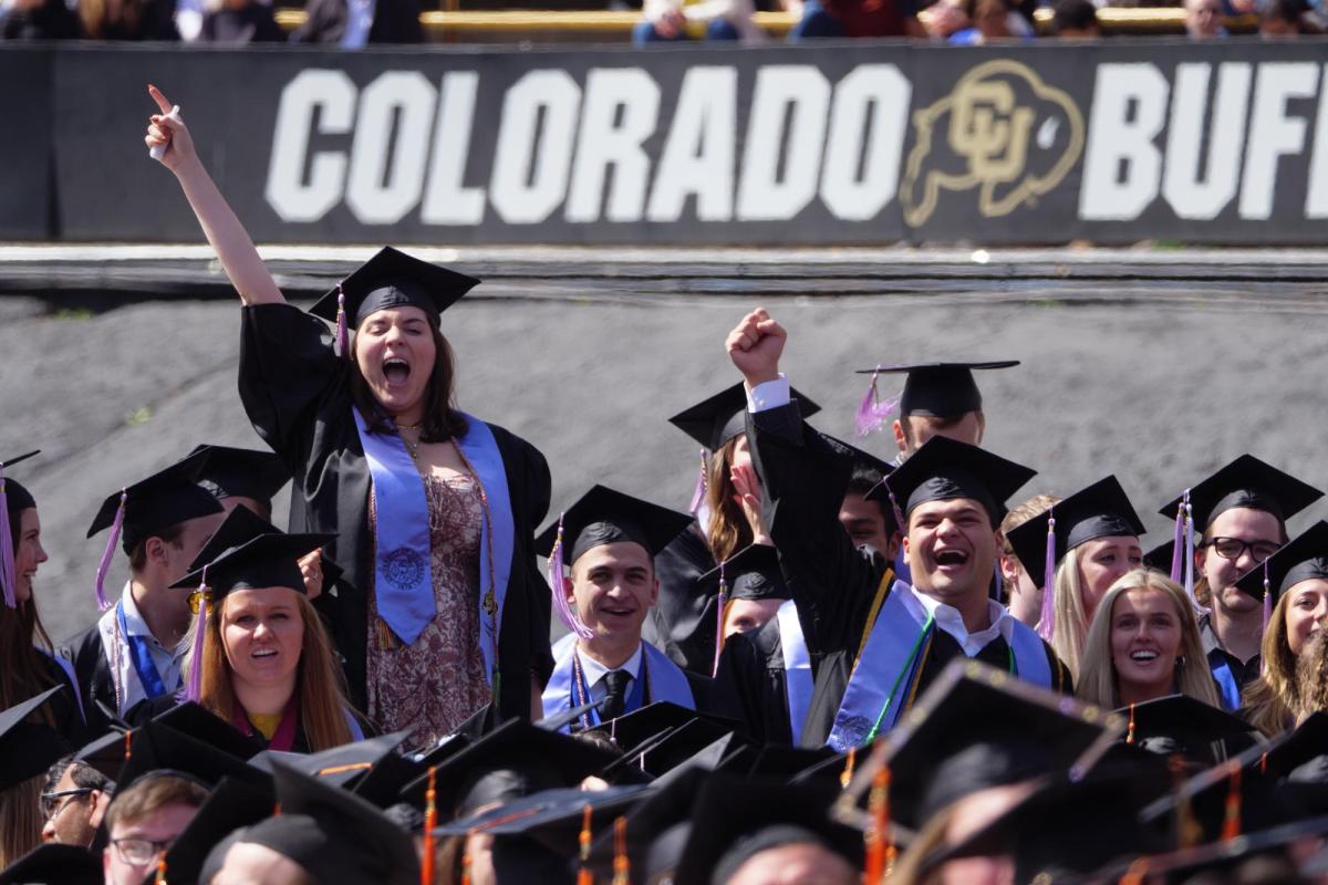 2022 graduates celebrate during the commencement ceremony