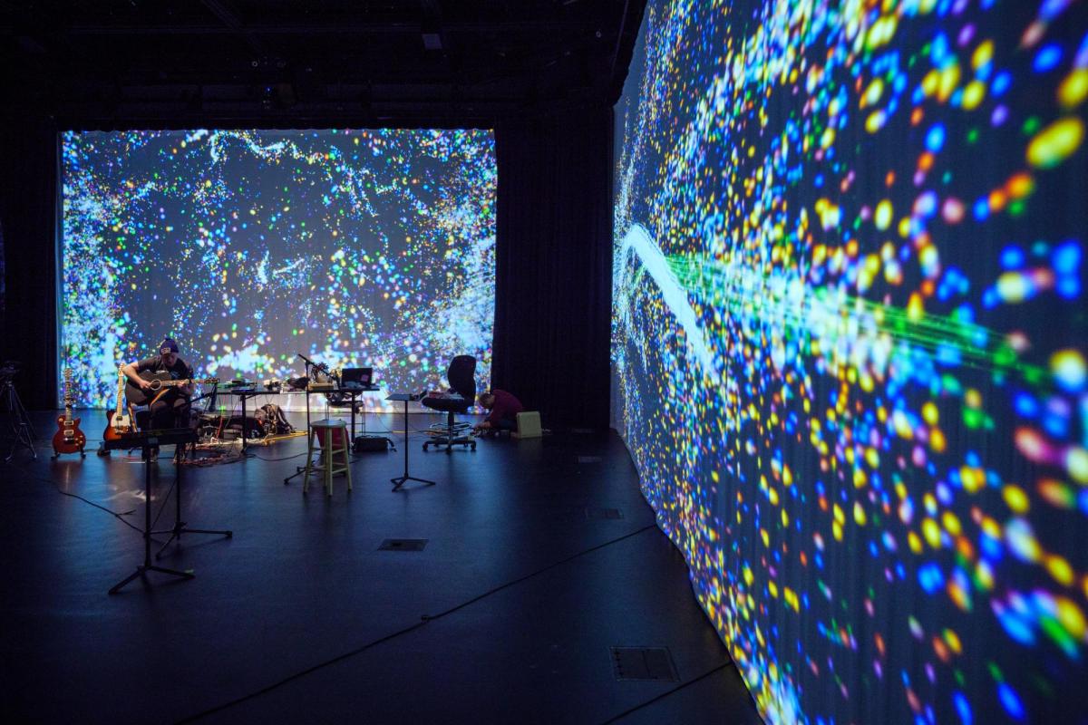 Students perform in the immersive B2 Center for Media, Arts & Performance