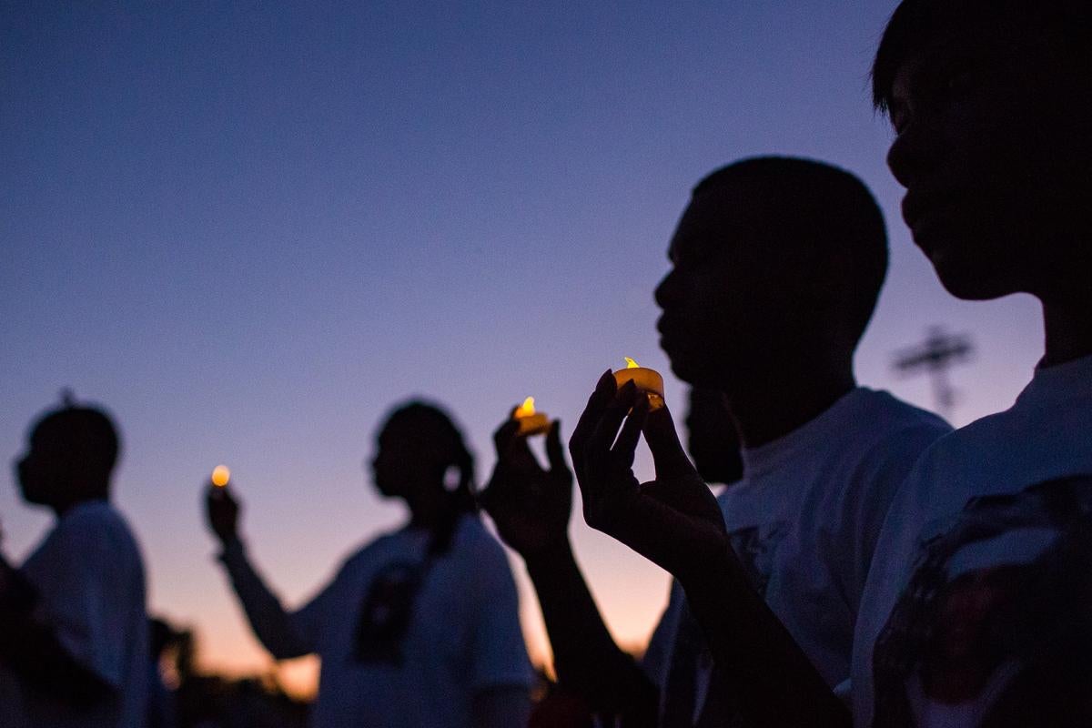 a student memorial after a mass shooting at a high school in 2019